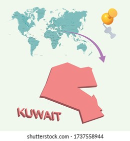 Kuwait's place in the world. 3D map