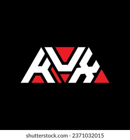 KUX triangle letter logo design with triangle shape. KUX triangle logo design monogram. KUX triangle vector logo template with red color. KUX triangular logo Simple, Elegant, and Luxurious design.