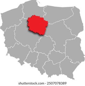 KUYAVIAN POMERANIAN PROVINCE of POLAND Mapa isométrico 3d CON DIVISIONES ADMINISTRATIVAS