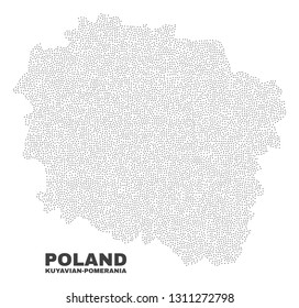 Kuyavian-Pomeranian Voivodeship map designed with tiny points. Vector abstraction in black color is isolated on a white background.