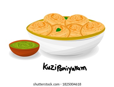 kuzhi paniyaram o vector indio de comida para plato dulce de Paddu