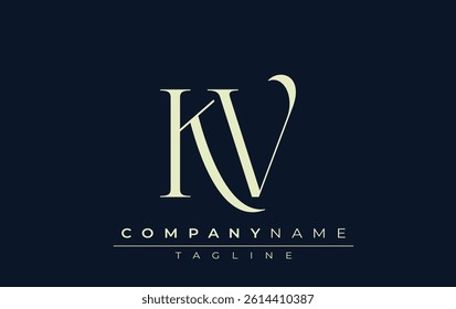 KV abstract Logo. Elegantly Designed Minimalist Monogram Logo with Stylish Lettering. Sophisticated and sleek minimalist monogram showcasing unique lettering design.