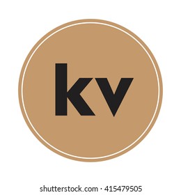 kv brown letters ,abstract background logo, design identity in circle, alphabet letter