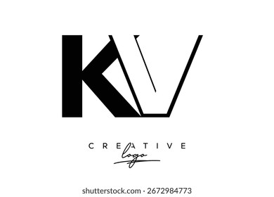 Logotipo creativo minimalista de espacio negativo de KV con monograma moderno para marca y logotipo de marca comercial con letras iniciales Diseño de logotipo para marca.