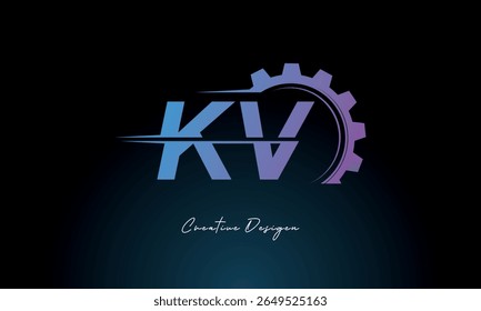 KV Gear Fusion Logo – Industrial Tech-Inspired Letter mark Futuristic Industrial Letter Mark Design for Technology and Engineering Brands.
