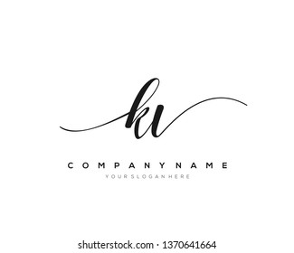 KV handwriting initial  logo vector