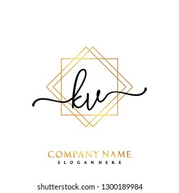 KV Initial Handwriting logo template vector