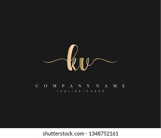 KV initial handwriting logo template vector