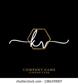 KV Initial handwriting logo template
