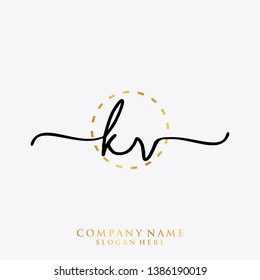 KV Initial handwriting logo template
