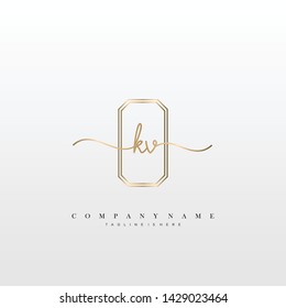 KV initial handwriting logo template vector