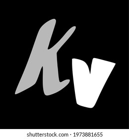 Kv initial handwritten logo for identity