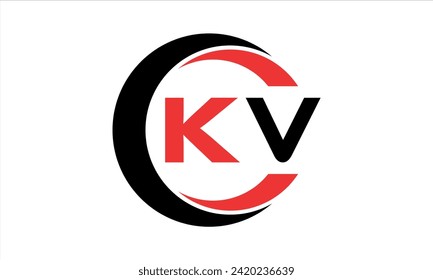 Letra inicial del icono de círculo creativo de KV swoosh logotipo de diseño vector. monograma, membrete, círculo, caligrafía, símbolo, emblema, elegante, abstracto, marca de palabras, signo, arte, tipografía, icono, mínimo, premium