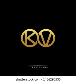 KV initial letter linked circle capital monogram logo modern template