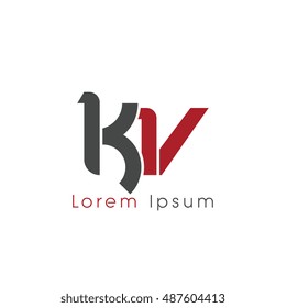 kv initial letter linked lowercase logo. k and v vector template design.