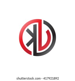 KV initial letters looping linked circle logo black red
