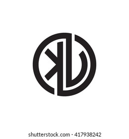 KV initial letters looping linked circle monogram logo