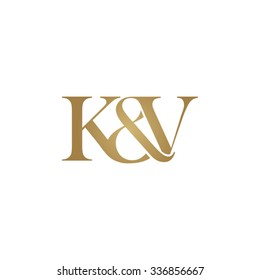 K&V Initial logo. Ampersand monogram golden logo
