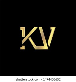 KV Initial logo Capital Letters Gold colors