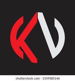 KV Initial Logo design Monogram Isolated on black background