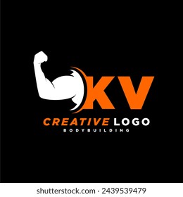 KV initial monogram for fitnes or gym logo with creative style design