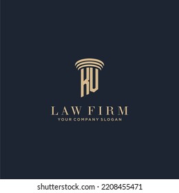 KV initial monogram lawfirm logo with pillar design