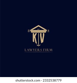 KV initial monogram lawfirm logo with pillar design