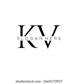 Logotipo inicial del monograma de KV con diseño del estilo del negocio