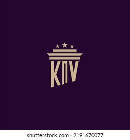 KV initial monogram logo design for lawfirm lawyers with pillar vector image