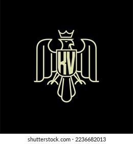 KV initial monogram logo for eagle  crown image vector design