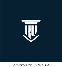 Leyenda del logotipo del monograma inicial de KV con diseño de hitos