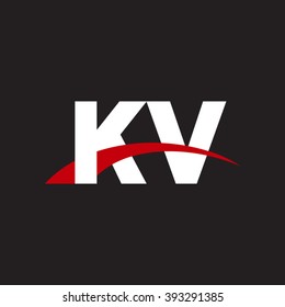 KV initial overlapping swoosh letter logo white red black background