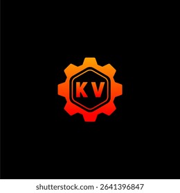 KV Initials Tech Logo Vector Art Icons and Graphics
