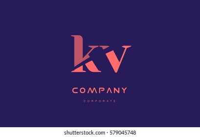 kv k v alphabet small letter blue pink creative design vector company logo icon template 