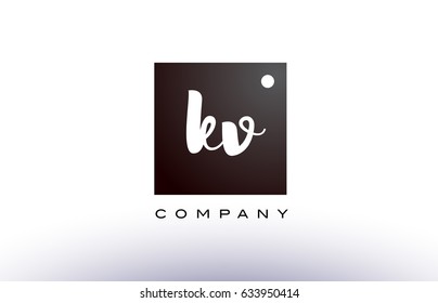 KV K V black white handwritten handwriting alphabet company letter logo square design template dot dots creative abstract