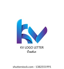 kv k v circle lowercase design of alphabet letter combination with infinity suitable as logo for a company or corporate business template design - Vector