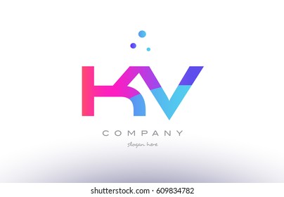 kv k v  creative pink purple blue modern dots creative alphabet gradient company letter logo design vector icon template