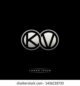 KV K V initial letter linked circle capital monogram logo modern template silver color edition