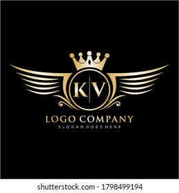 KV Letter Initial mit Royal Wing Logo Template.