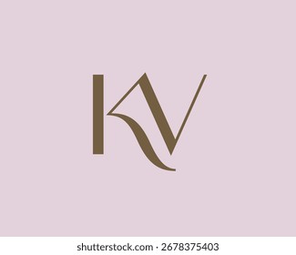 KV letter logo icon design. Classic style luxury initials monogram.
