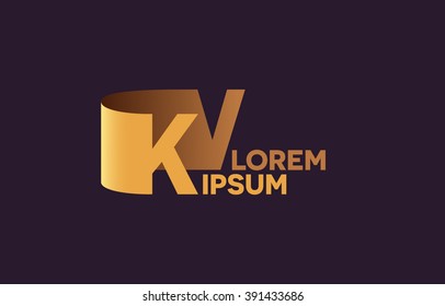 KV letters logo, K and V letters logo alphabet design.