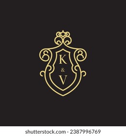 KV line vintage initial logo in high quality professional design that will print well across any print media