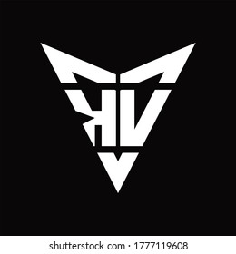 KV Logo monogram with back drop shape logo design template