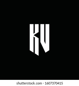 KV logo monogram with emblem style isolated on black background