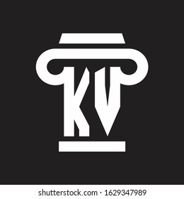 KV Logo monogram with pillar style design template