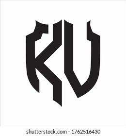 KV Logo Shield style Monogram design template on white background
