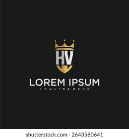 KV luxury letter monogram for crown and shield logo design