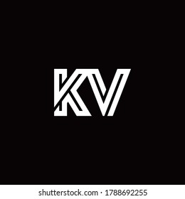Logo de monograma de KV con plantilla de diseño de línea abstracta