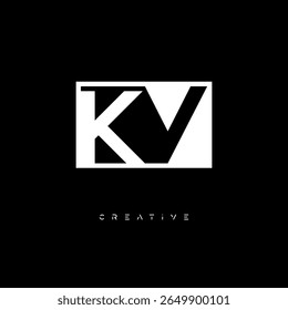 KV Negative Space Monogram – Minimalist Black and White Letter mark Logo for Creative Branding, Fashion Identity and Modern Design Concepts
