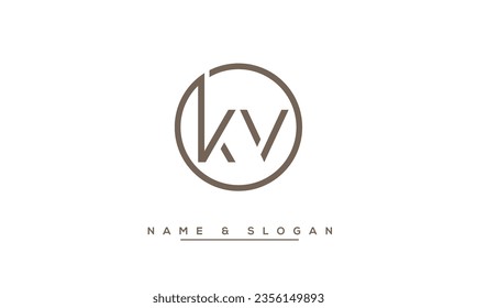 KV,  VK  Abstract Letters  Logo  Monogram